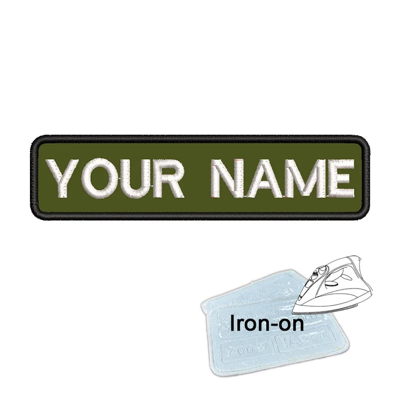 1PC 10cmX2.5cm Custom Personalized Name Embroidered Patch Number Stripes Badge Tags Armband Iron On Backing Hook & Loop Backing