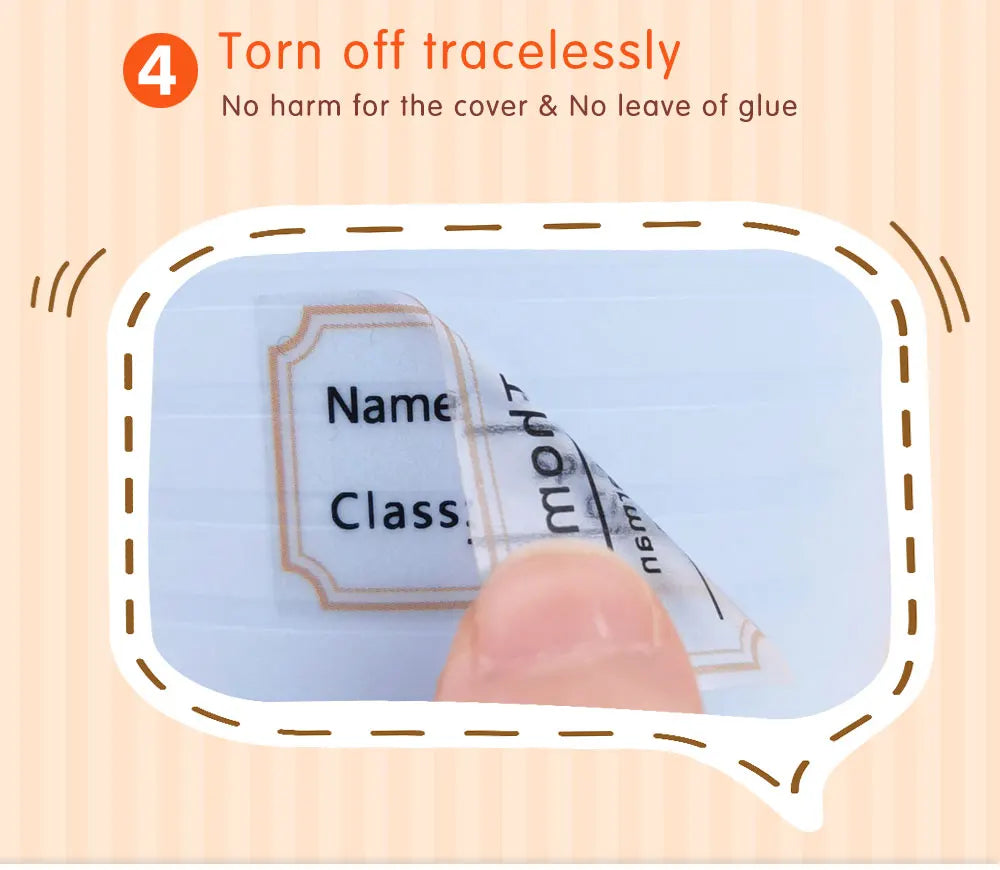 Custom Transparent Self-adhesive Baby Name Sticker Customised Kindergarten Tag in Hebrew Personalized Waterproof Stickers Label