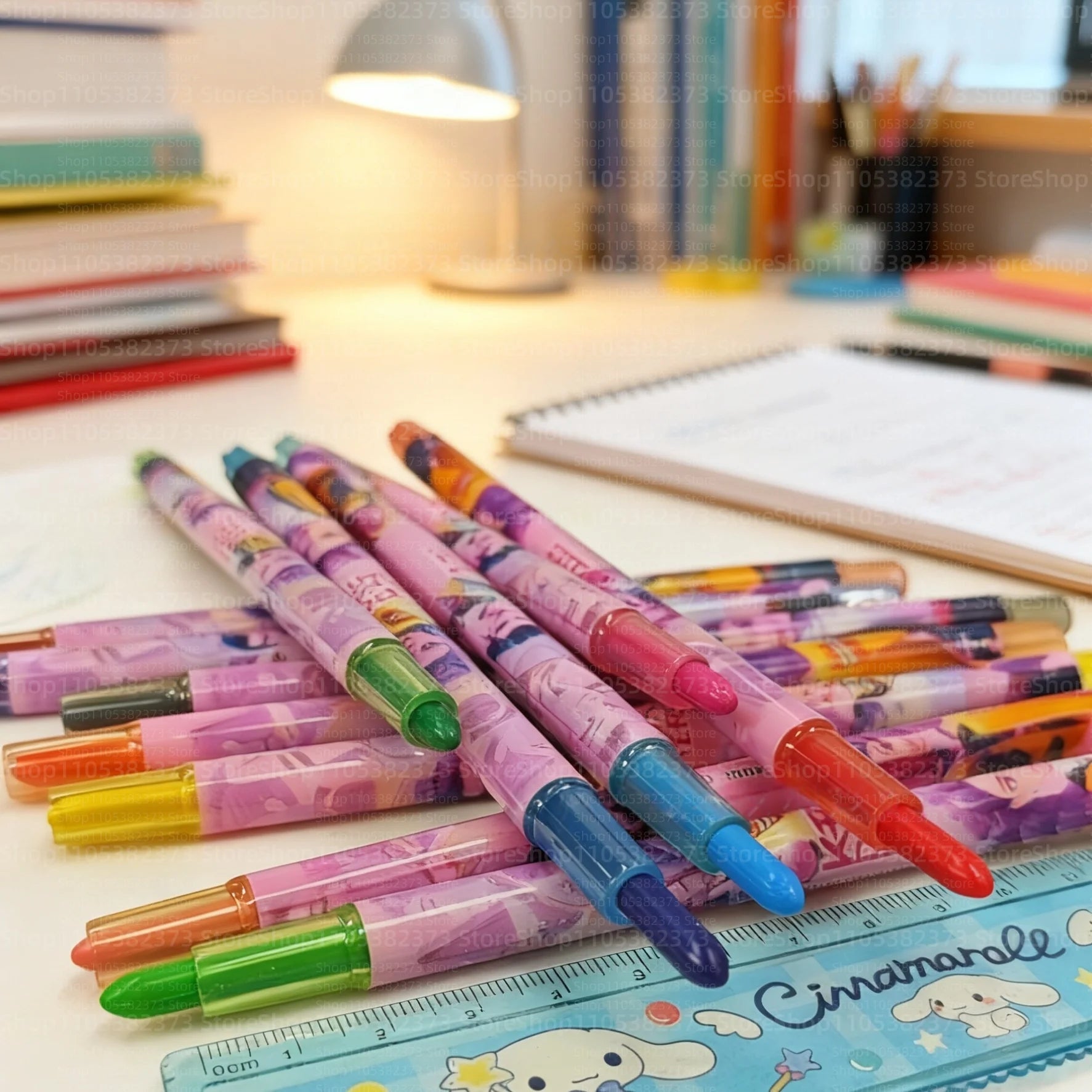 Popular rotating crayons girl group style 12 colors cute drawing tools for kids students daily coloring painting stationery