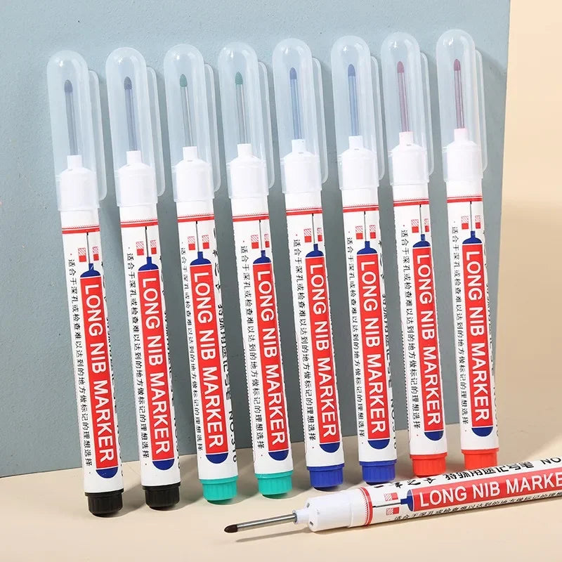 4-100Pcs 2cm Waterproof Long Head Markers Deep Hole Marker Pen for Metal Carpenter Red/Black/Blue/Green /White Woodworking Tools
