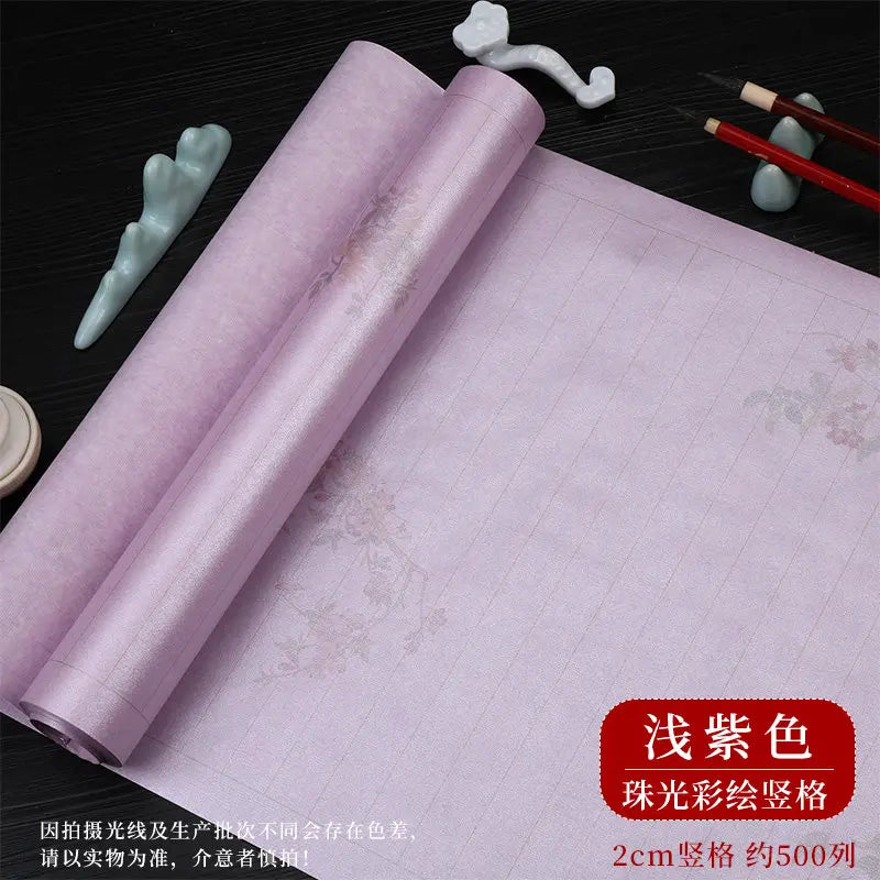 Sumi Art Wax Dye Pearlescent Ink Colorful Half Ripe Rice Paper Xuan Paper Scroll Multicolor Brush Calligraphy Creation Work Roll