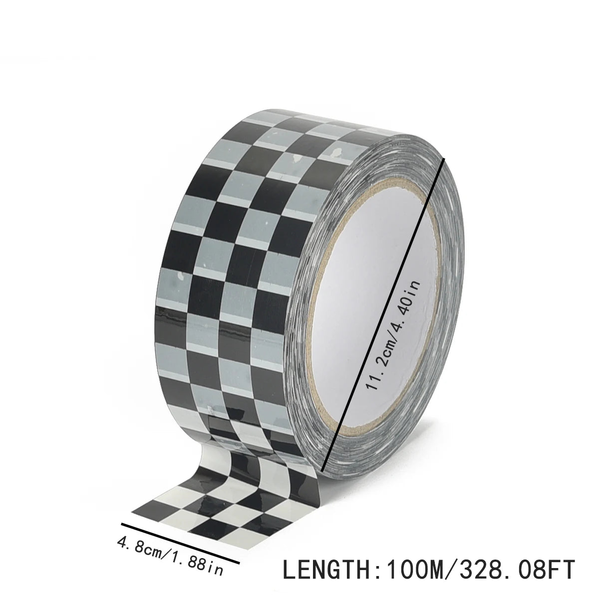 1/Roll 48mm*100m Black White Yellow Blue Colored Checkerboard Grid Bopp Adhesive Tape For DIY Sticker Goods Package Accessories