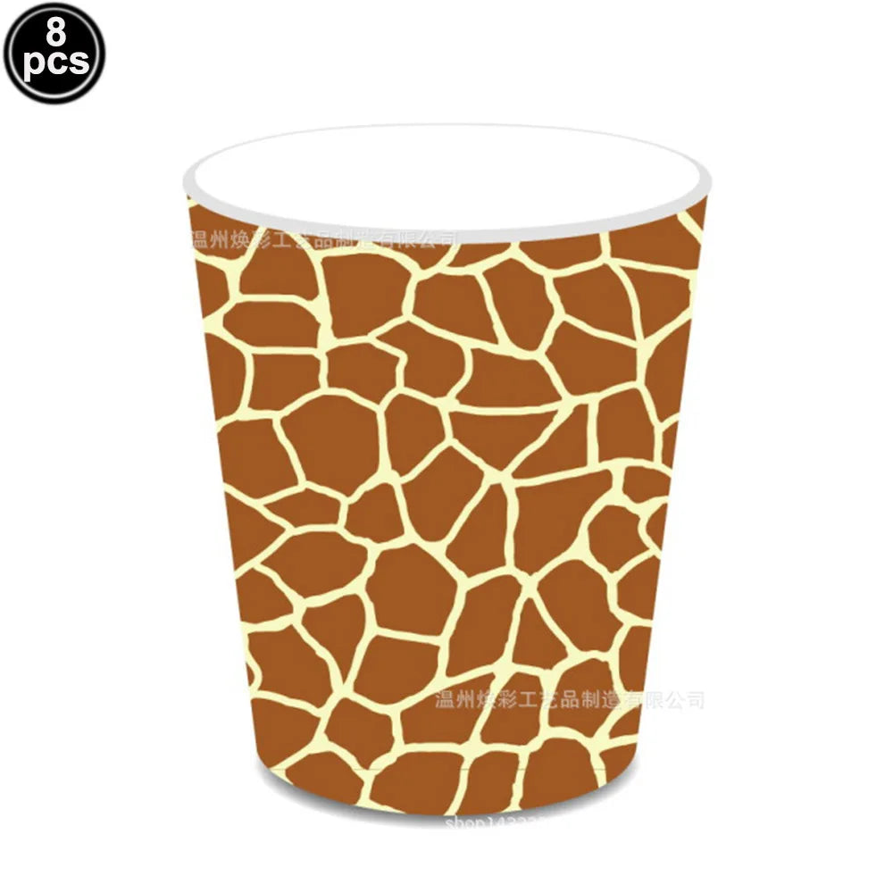 Jungle Safari Wild Animal Party Supplies Disposable Jungle Zoo Animal Print Paper Plates Napkins for Birthday Party Baby Shower