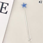 Glass Stirring Rod Moon Star Shape Stir Bar Coffee Cocktail Mixing Sticks Home Party Transparent Aesthetic Cocktail Muddler