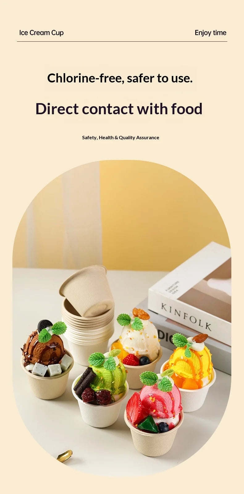 5/10/20/50pcs 5OZ Ice Cream Cup Environmentally Friendly Degradable Disposable Celebrity Dessert Pulp Light Food Paper Bowl