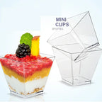 Disposable Plastic Mousse Cup Mini Ladder Shaped Pudding Dessert Cup for Hotel Party and Sweet Shop Disposable Plastic Cups