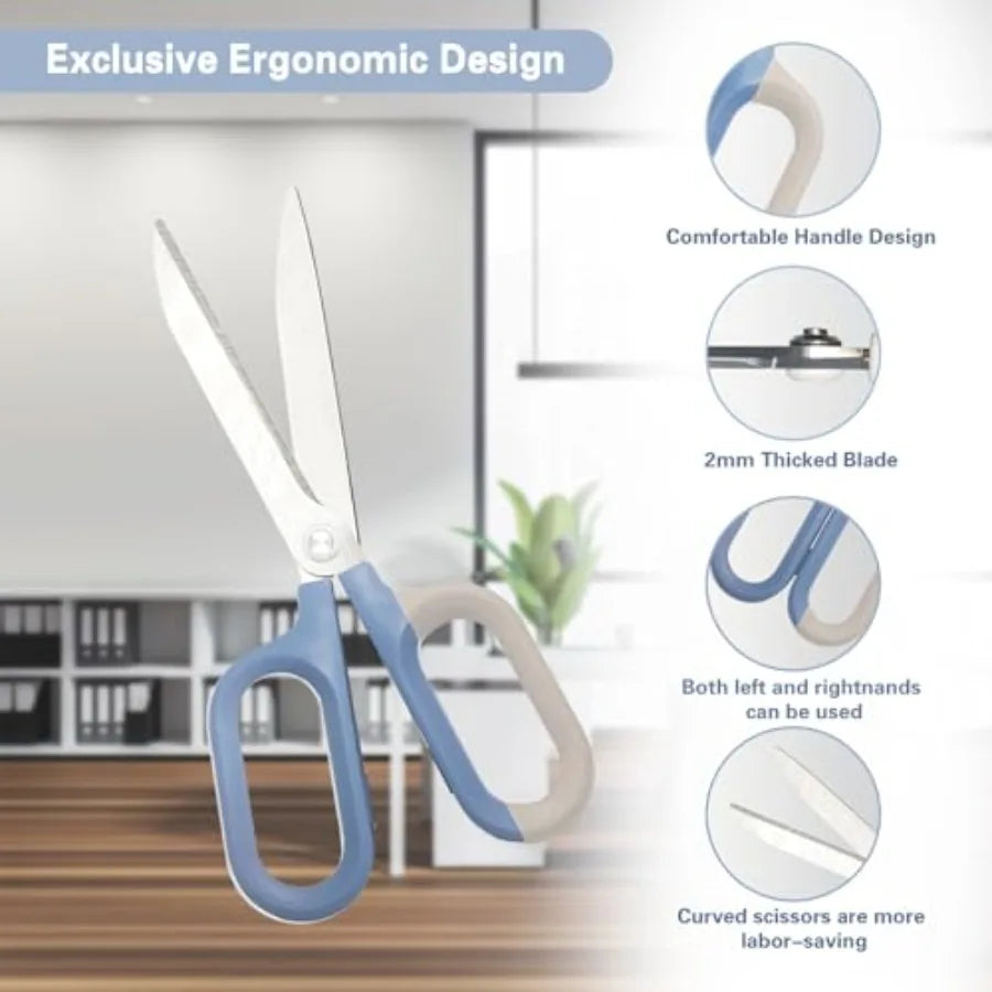 Blue Cute Office Scissors with Comfort-Grip Handles, Sharp Craft Scissors for DIY Art, Sewing, Fabric, Student, Teacher, and Ho