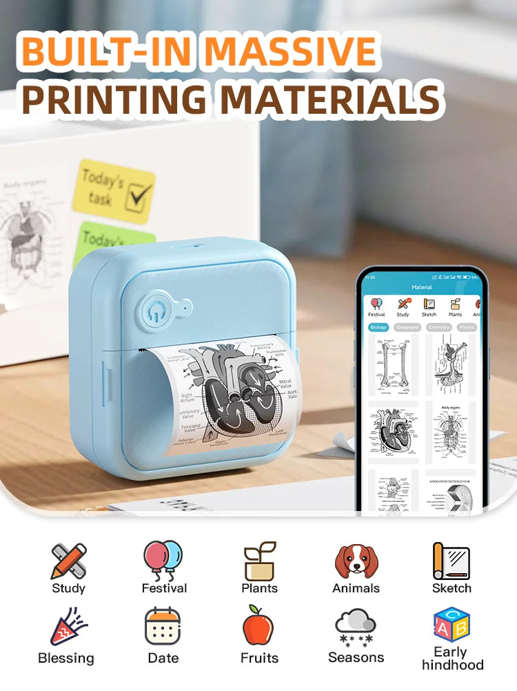 Dolewa D8 Portable Printer Thermal Paper Stickers Paper Mini Printers Labels Maker Printer for Photo Printing for Gift