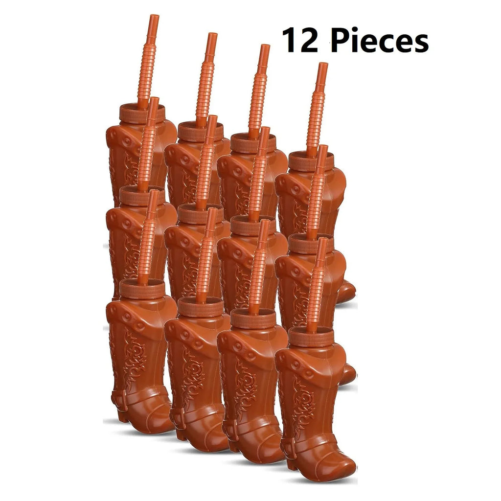 Plastic Cowboy Boot Cups with Straws and Lids Reusable Cowboy Cup for Western Themed Party Supplies Rodeo Birthday Decorations