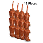 Plastic Cowboy Boot Cups with Straws and Lids Reusable Cowboy Cup for Western Themed Party Supplies Rodeo Birthday Decorations