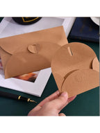 50pcs Japanese Kraft Paper Heart Envelopes - Vintage Ins Aesthetic for Couples Love Letters, European Style Creative Pouch