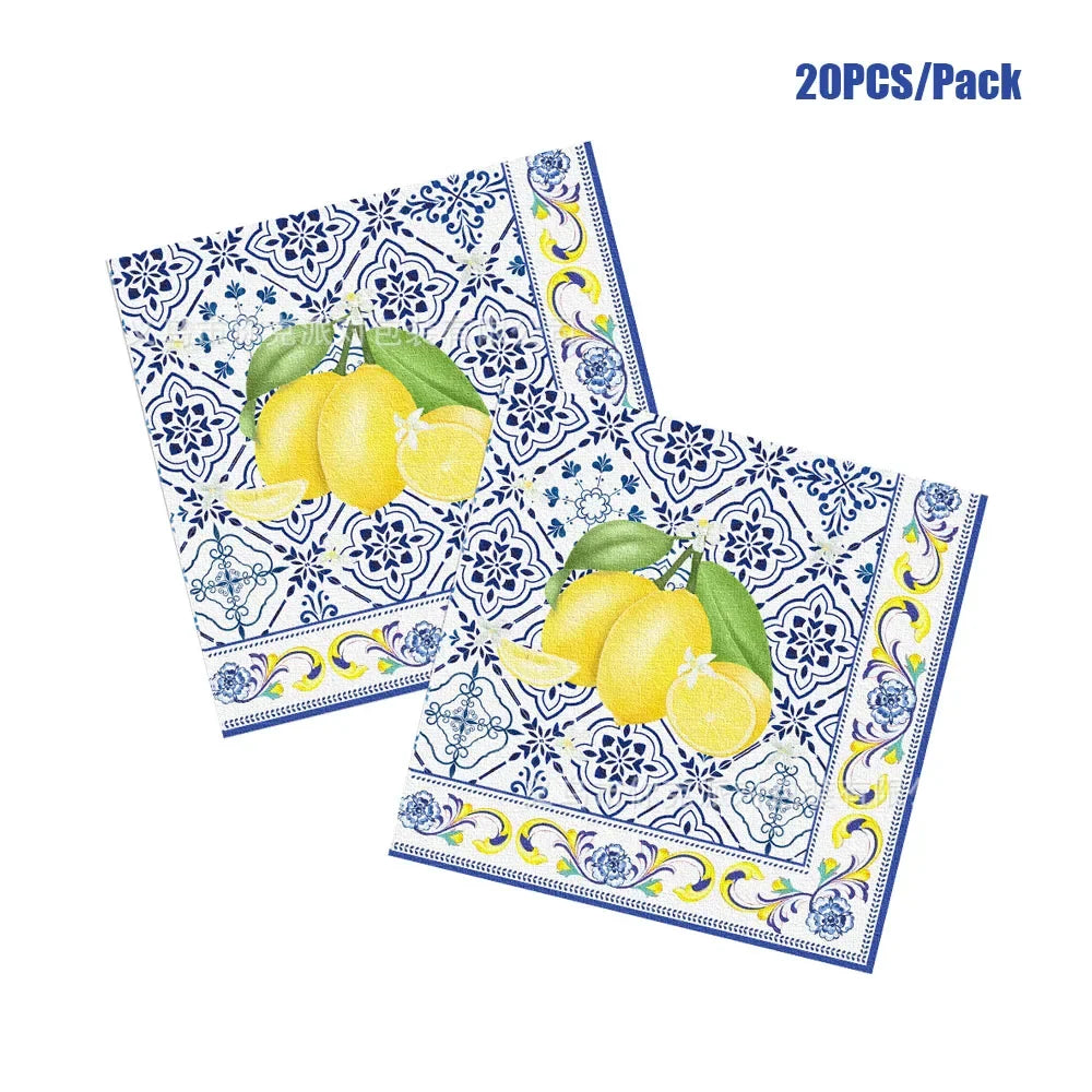 Lemon Birthday Decoration Sicilian Lemon Paper Plates Cups Napkins Tablecloth Banners Spiral Baptism Dolce Vita Party Supplies