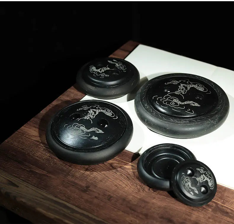 Natural Original Stone Inkstone With Cover Longan Round For Students Libros Livros Livres Kitaplar Art
