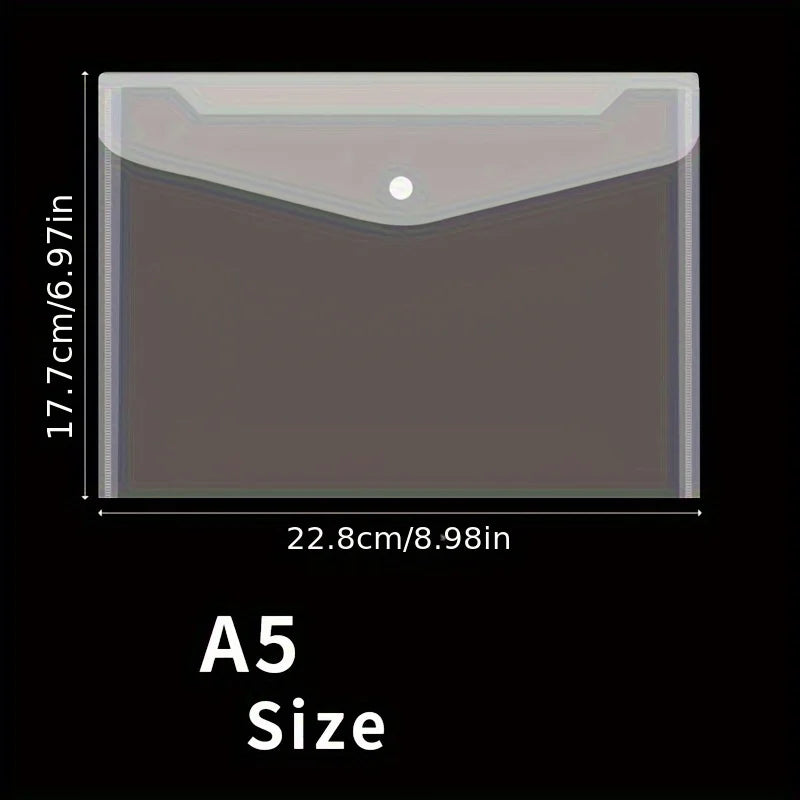 A5 Folder Bag Transparent Plastic Water Resistant File Holder File Paper Office Supplies Documents Protectors