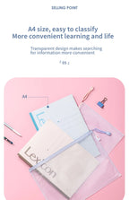 5/10/20/30PCS Mesh Zipper Pouch Document Bag Waterproof Zip File Folders A4 A5 Size Office School Supplies Document Storage Bags