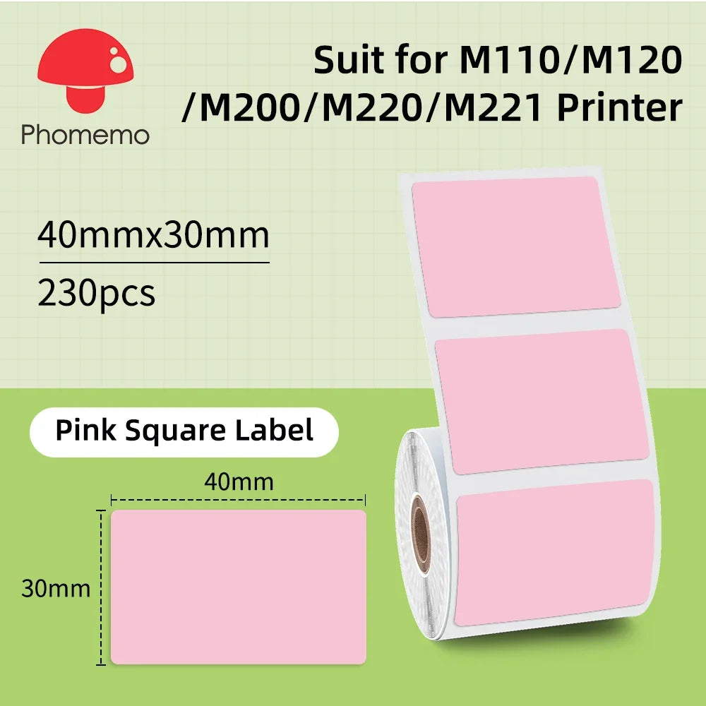 Phomemo Label For M110/M220/M221 Mini Printer Portable Thermal Label Stickers Self-Adhesive Waterproof Label Maker Sticker New