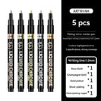 1-6pcs Chrome Pen Marker Mirror Waterproof DIY Reflective Paint Repair for Rock Ceramic Glass Metallic Gold/Silver 0.8/1/2mm Nib