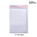 50Pcs Bubble Envelopes White Foam Shipping Bags Poly Bubble Mailers Pad Self Seal Packing Bags for Magazine 15cm 18cm 23cm 25cm