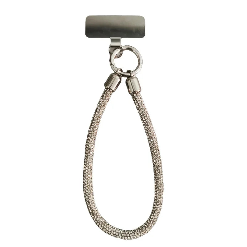 Luxury Full Diamond Phone Lanyard with Metal Clip Universal Short Chain Handheld Wrist Flash Accessory for Mobile Phones