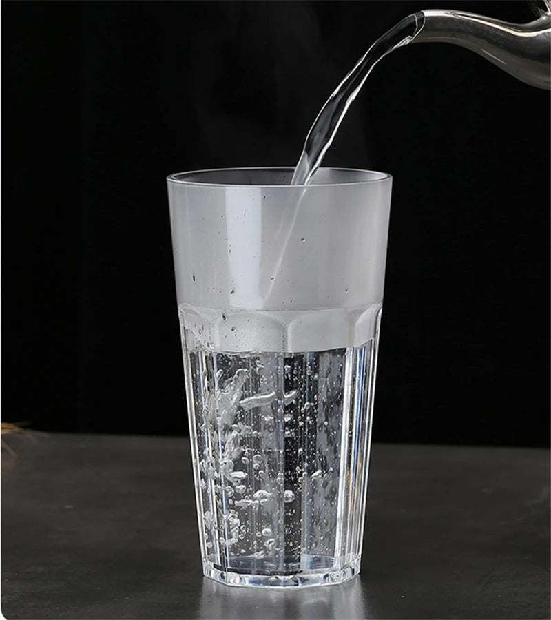 Acrylic Plastic Beer Mug PC Anti-fall Water Cup Heat-resistant Wine Glass Transparent Octagonal Cups KTV Bar Kitchen Restaurant