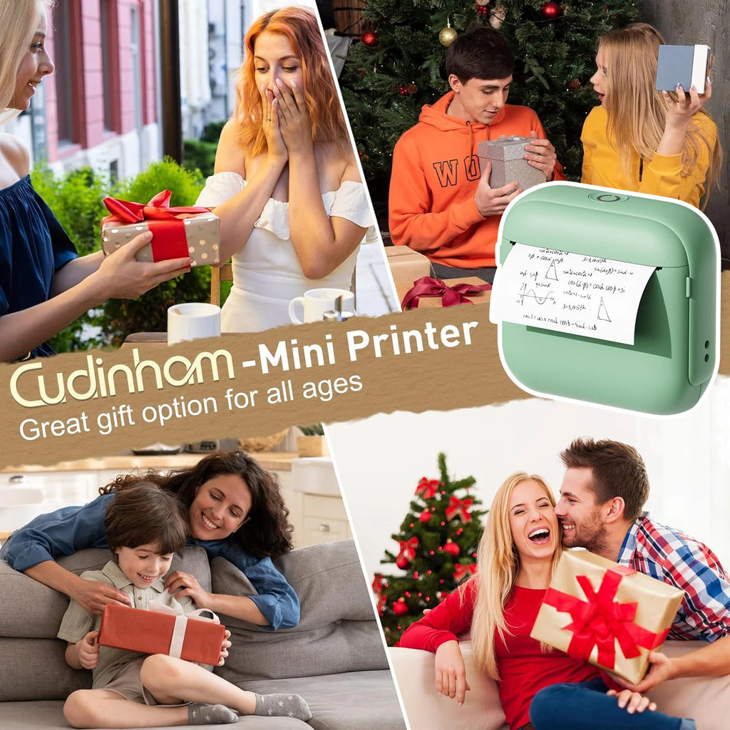 Wireless Mini Printer - Portable Thermal Label Maker Kit, 203dpi HD Printing, Multi-Function Printing, Supports Wireless/USB/Bat