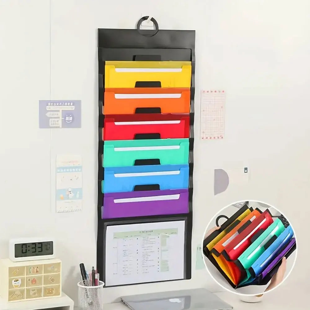 6-pocket hanging folder Multi-color hanging file organizer Multi-layer classification test paper organization folder