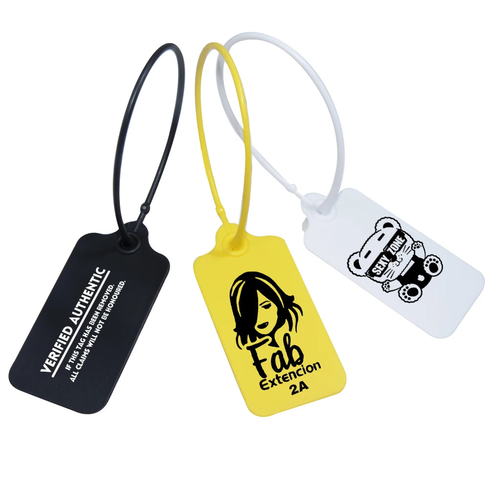 100Pcs Custom Logo Disposable Plastic Security Seals Hang Tags for Clothing Shoes Bags 220mm 8.66"