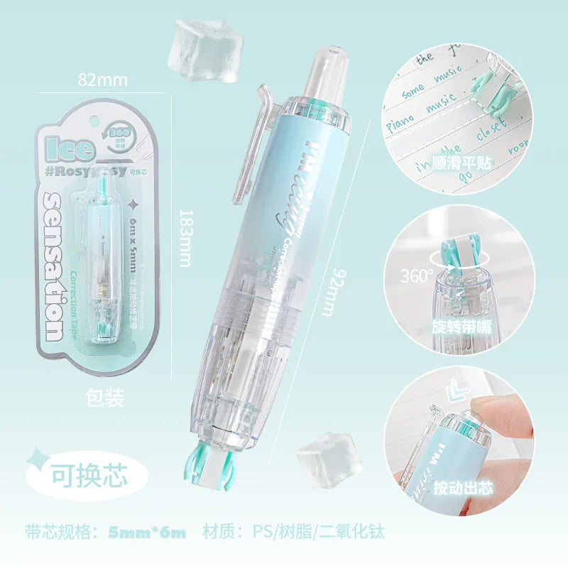Press Type Kawaii Correction Tape Replaceable Refills White Out Corrector Band Student Japanese Stationery School Supplies