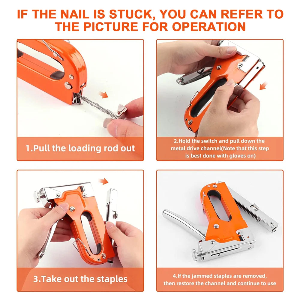4 in 1 Staple Gun Kit U-shaped Nail Gun Heavy Duty Staple Gun with Stapler Remover and 1200pcs Staples Home Upholstery Fix Tools