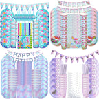 Mermaid Party Decorations Supplies Mermaid Disposable Plates Cup Napkins Set for Girls Baby Shower Mermaids Princess Birthday