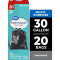 30 Gallon Large Flap Tie Trash Bags, 20 Bags for Kitchen Home Office Heavy Duty Garbage Can Liners