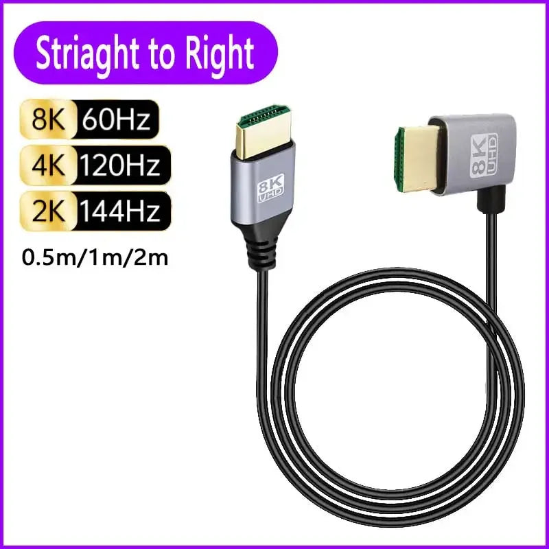 8K 90 degree HDMI-Compatible 2.1V Cable Cord 8K 60Hz 4K 120Hz 48Gbps EARC ARC HDCP Ultra High Speed HDR for Projector PS4 PS5
