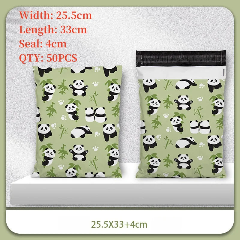 PE Plastic Self-Seal Mailbag，50PCS Thicken Shipping Bags, Cute Cartoon Poly Envelope, Panda Postal Courier Bags