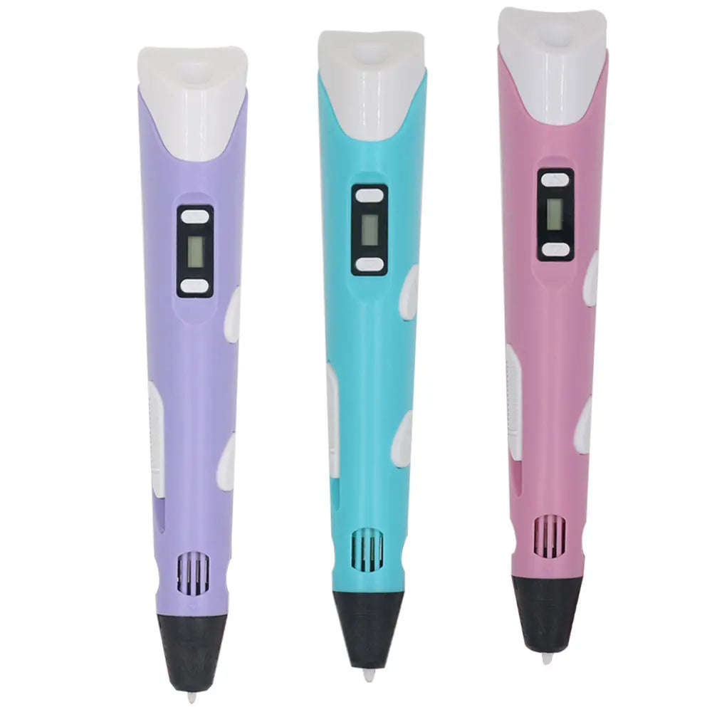 Children's 3D Pen 3D Drawing Printing Pen with LCD Screen Power Adapter 200M PLA Filament Toy Kids Christmas Birthday DIY Gift