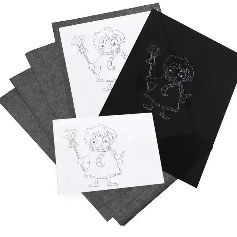50pcs A4 Graphite Transfer Paper Tracing Painting Sheets Copy Graphite Paper for Drawing Patterns Sketch Canvas Fabric