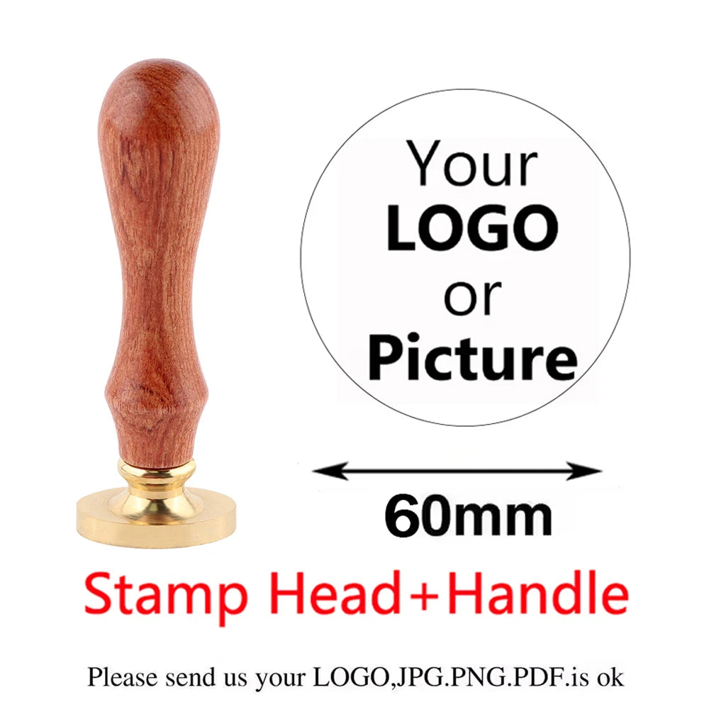 Custom Brass Wax Seal Stamp Personalized LOGO 25/30/40/50mm Round/Square Wax Sealing Head For Wedding Invitation Card Decor Seal