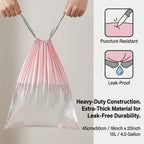 Pink Drawstring Trash Bags, Thickened Leakproof Tear Resistant Easy Tie Odor Resistant for Kitchen Bathroom Office Daily Home Use Households Busy Families Small Trash Can Liners Household Cleaning Garbage Bags