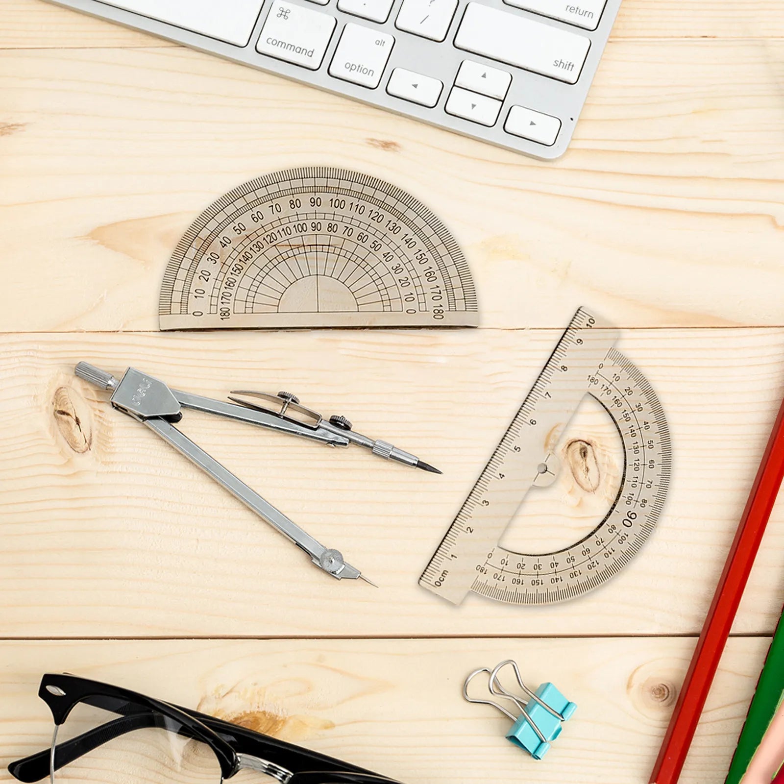 2Sets Math Geometry Tool Set Lightweight Portable Drafting Ruler Protractor Triangle Board Professional Measurement Tool for Art