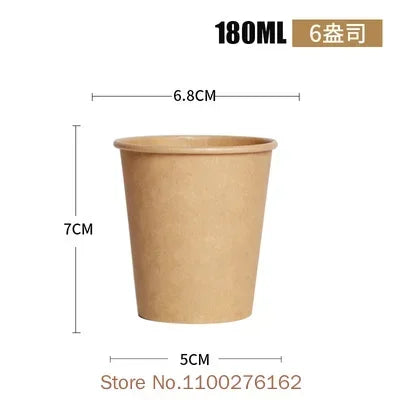 100pc/pack 6oz/180ml Kraft Paper Cup Disposable Paper Cup Coffee Tea Cup Party Wedding Supplies