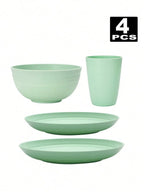 4/16/32pcs Reusable, Plastic Cutlery Set, Dinner Plate/Dessert Plate/Cereal Bowl/Cup, for Home, Birthday Party