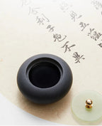 Small Natural Stone Inkstone Jade Mini Ink Stone Chinese Style Calligraphy Practice Inkstone Vintage Practical Ink Cartridge