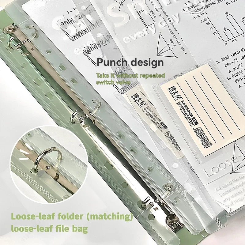 A4 PP File Bag, 3-hole D-ring Binder, Waterproof, Suitable for School, Office, Conference Supplies, Storage and Organization.