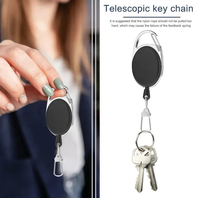 1/3/5/10Pcs Fly Fishing Key Ring Retractor Tool Retractable Keychain Reel Badge Holder Fishing Tackle