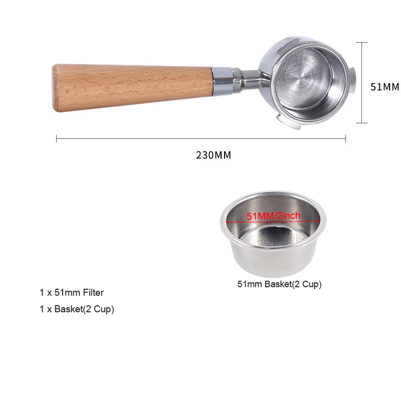51mm Bottomless Coffee Portafilter With 1 2 4 Cups Basket for Homix Hibrew h11 Oster Cecotec Phico Brayer br1101 Coffee Machine
