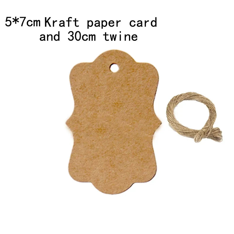 50PCS DIY Kraft Paper Tags Label Paper Price Tag Name Vintage Wedding Hanging Tag  Wrap Gift Wrapping Blank Label Crafts