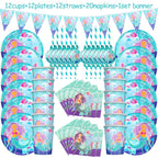 Mermaid Party Decorations Supplies Mermaid Disposable Plates Cup Napkins Set for Girls Baby Shower Mermaids Princess Birthday