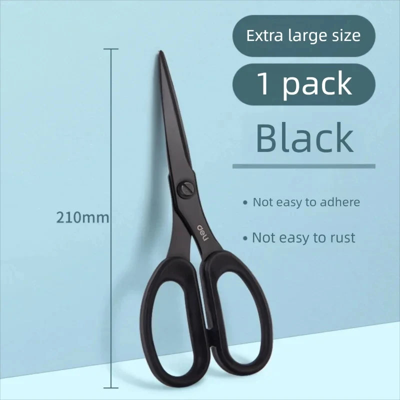 Deli 210/175mm Black Stainless Steel Scissors Business Office Stationery Home Shears Kitchen Knife Cutter Cutting Tool