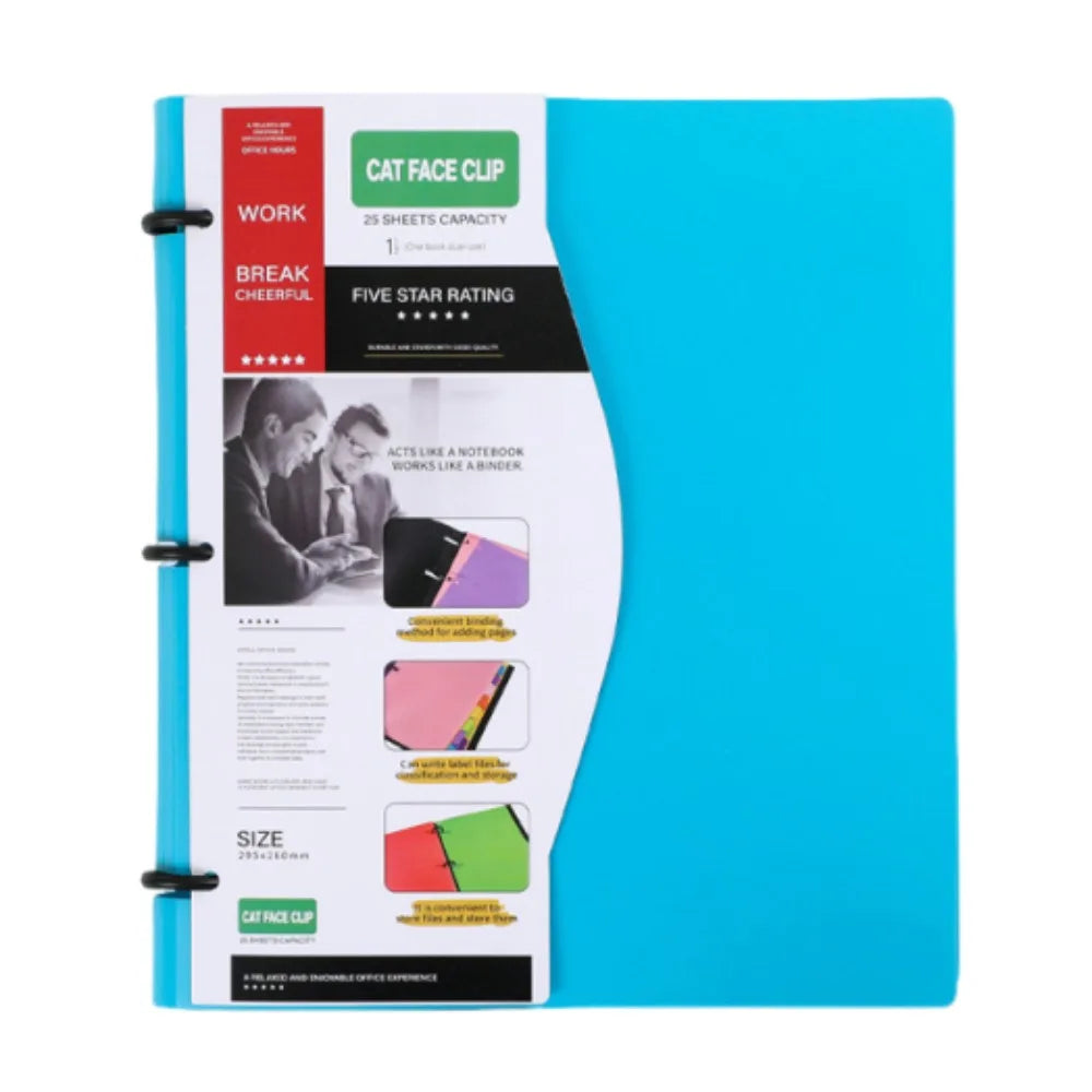 3 Ring Loose-leaf File Folder Thickened Waterproof Notebook Binder Dustproof Portable Loose Leaf Document Folder