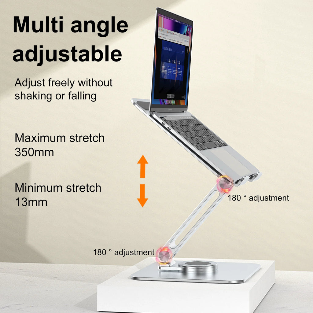 360° Rotatable Stand Metal Aluminum For Laptop Holder Adjustable Anti-Slip Silicone Base Stability for Tablet ﻿Portable Monitor