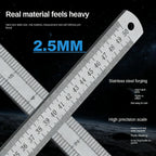 2.5mm Thick 50cm Stainless Steel Ruler Metric Inch Straightedge for Woodworking Construction Drafting Teaching and Measuring